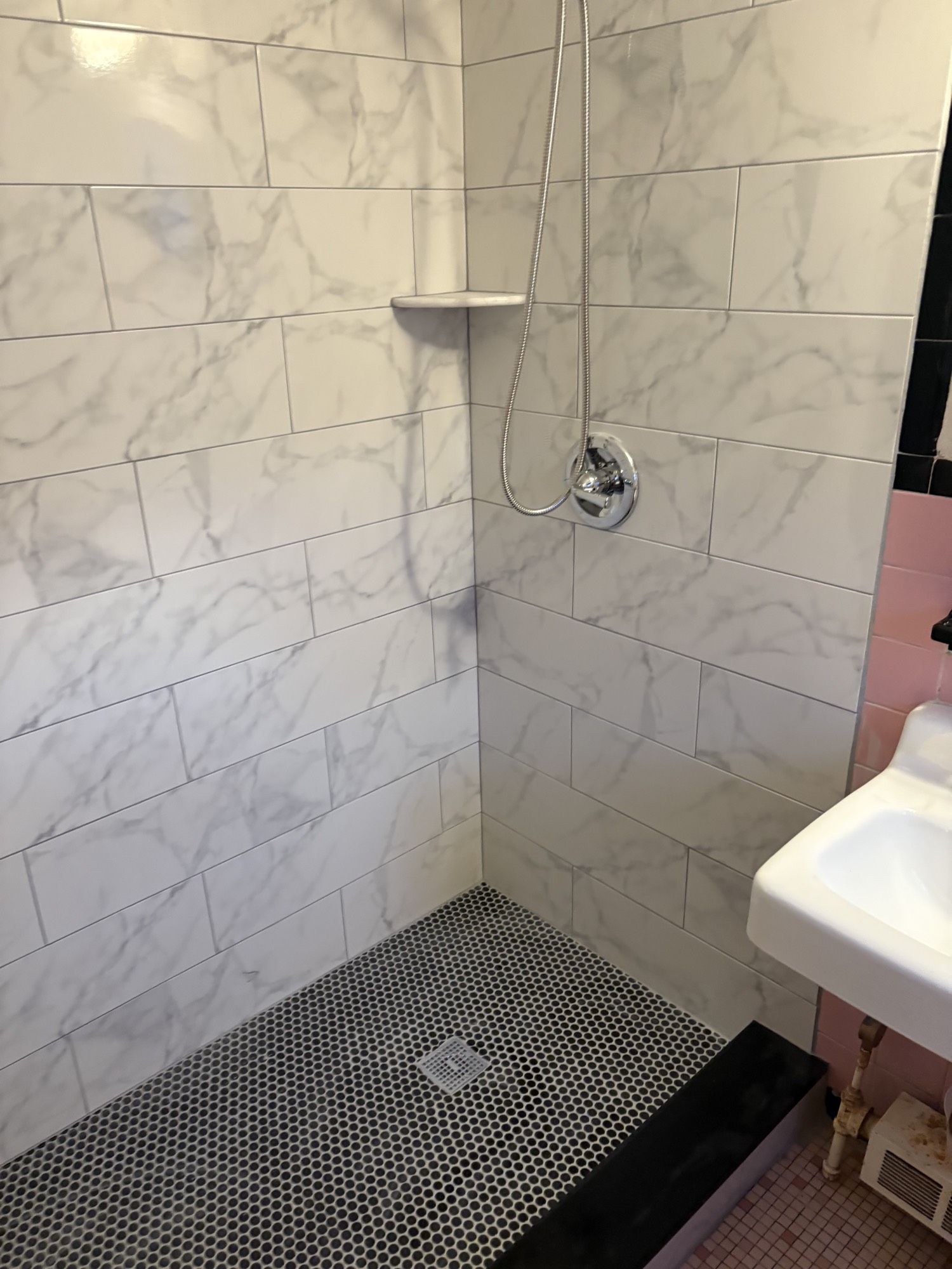 Marble tile shower